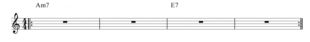 2 bars of A minor and 2 bars of E seventh